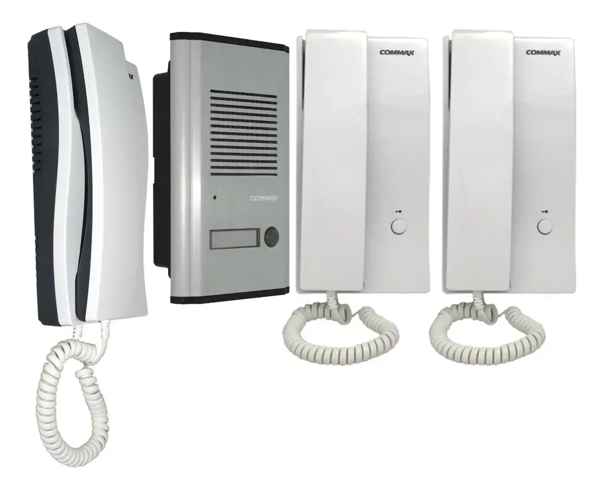 Kit de porteiro de áudio Commax Street Front, 3 interfones, cor branca