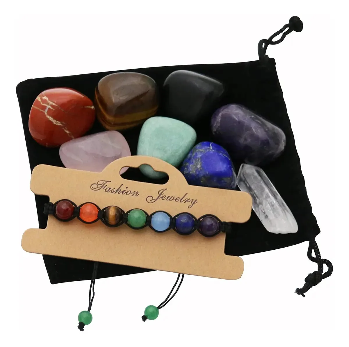 Conjunto de pedras de chakra e cristais de cura