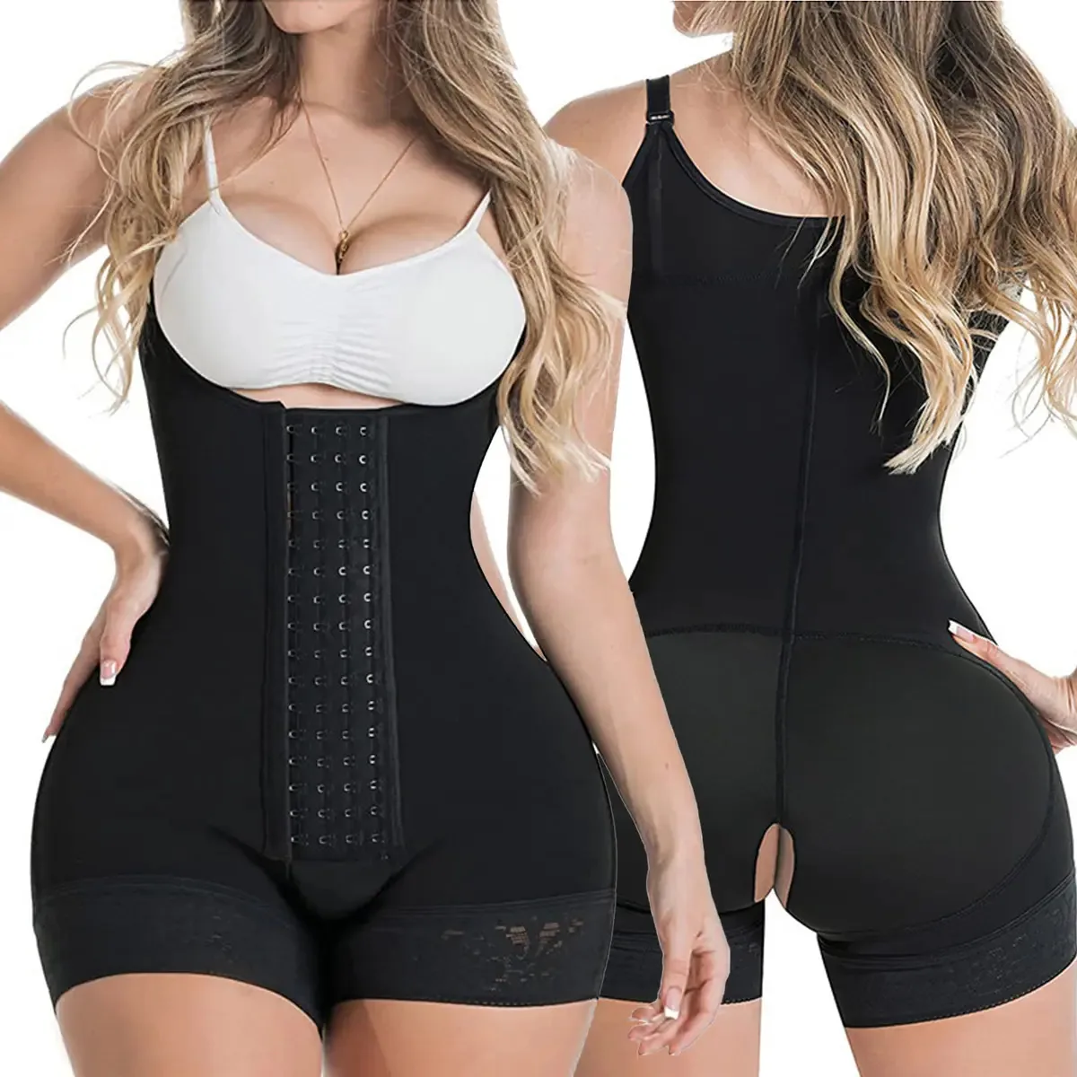 Cintas de modelagem corporal colombianas para modelagem de abdômen, cor preta, tamanho XXL