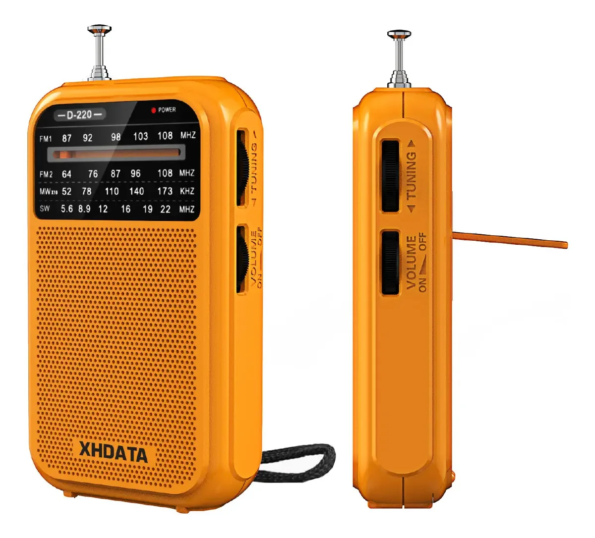 Rádio Digital Xhdata D-220 Am/fm Portátil Preto Cor Amarelo