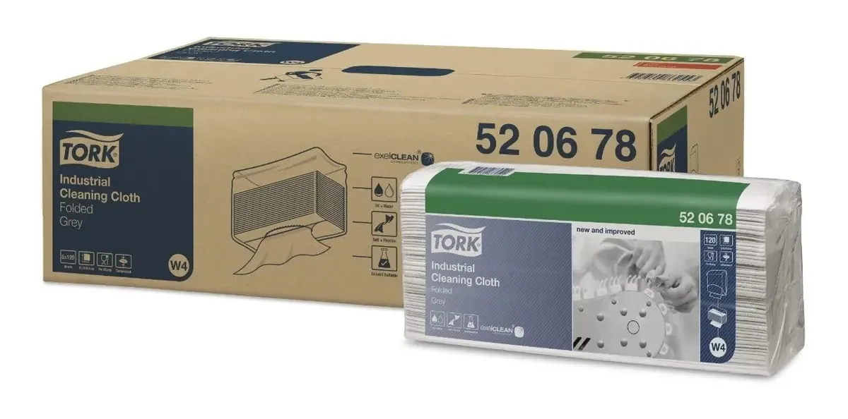 Caixa com 5 panos de limpeza industrial Tork 120 panos
