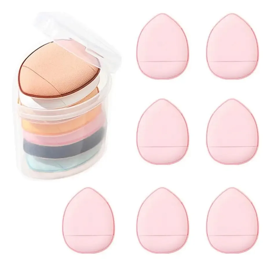 Esponja de maquiagem rosa de 7 peças, mini esponja de maquiagem