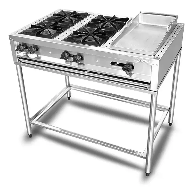 Fogões com base de ferro e aço inoxidável (103 × 66cm) 61 kg. Cor Prata