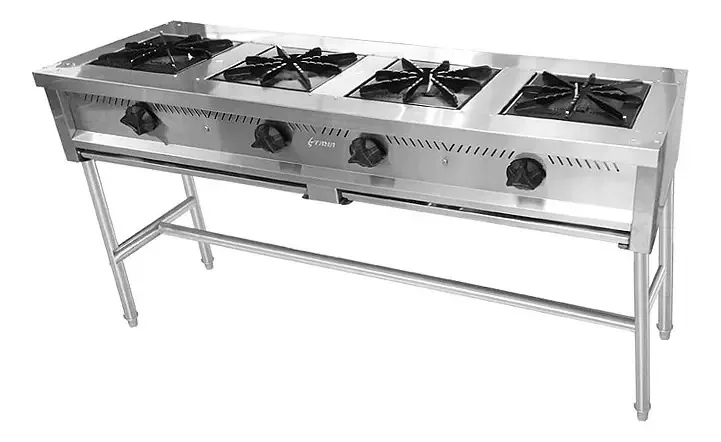 Fogões industriais de aço inoxidável (150 × 50 × 90cm) 53kg. Cor Prata