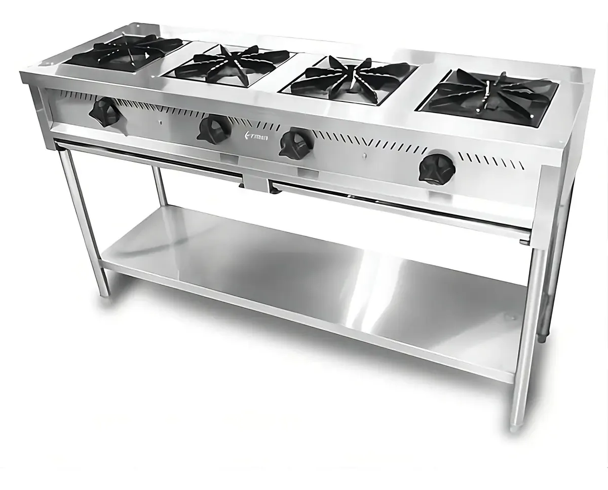 Fogões industriais de aço inoxidável (150 × 50 × 90cm) 55 kg cor prata