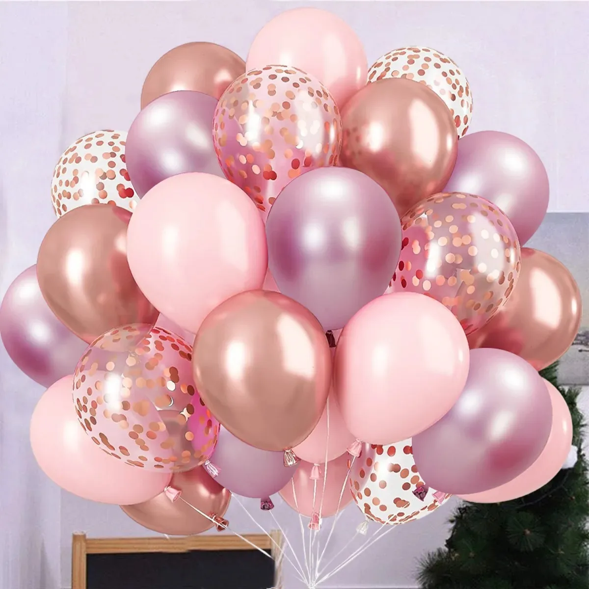 50 balões metálicos rosa para aniversário e chá de bebê