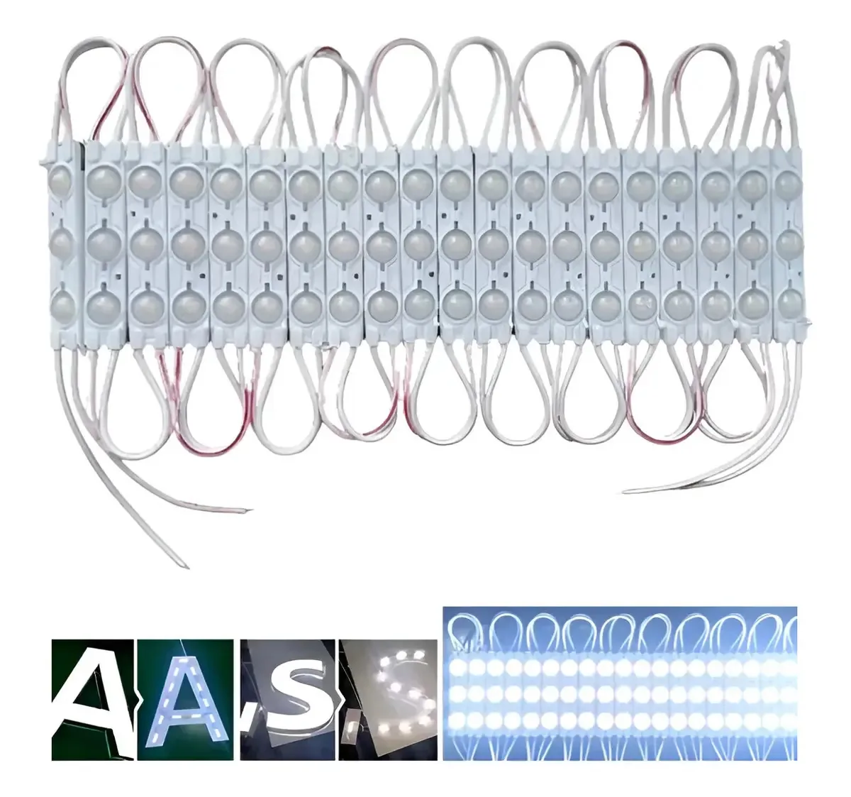Módulos Cclkc 100 Led 3 Leds Smd2835 Ip65 Cool White com lupa para sinais luminosos, publicidade, iluminação externa e decorativa