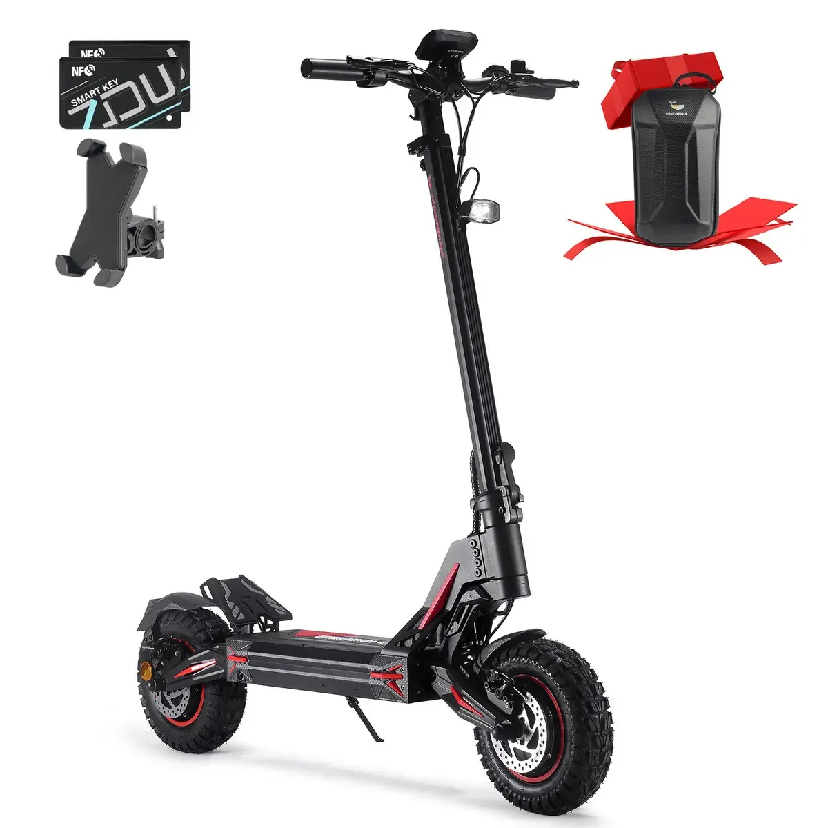 Honeywhale G4 Max Scooter Elétrica Todo-o-terreno De Nível Profissional - Bateria De Longo Alcance, Motores Duplos (1640*2 W), Velocidade Máxima De 72 Km/h, Cores Preta E Vermelha