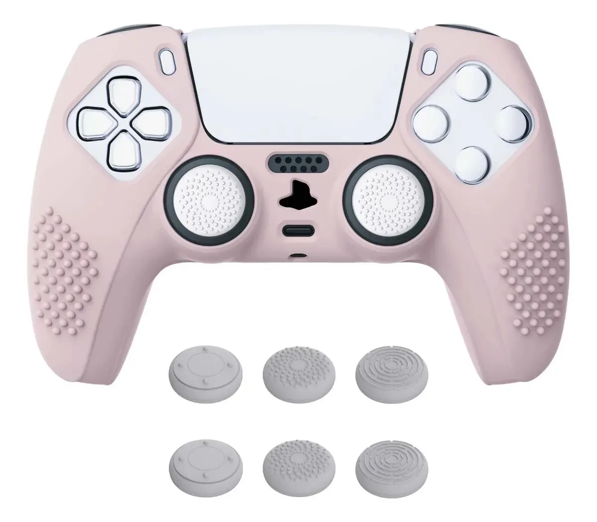 Capa de silicone 3D Touch compatível com o controle remoto Ps5, cor rosa