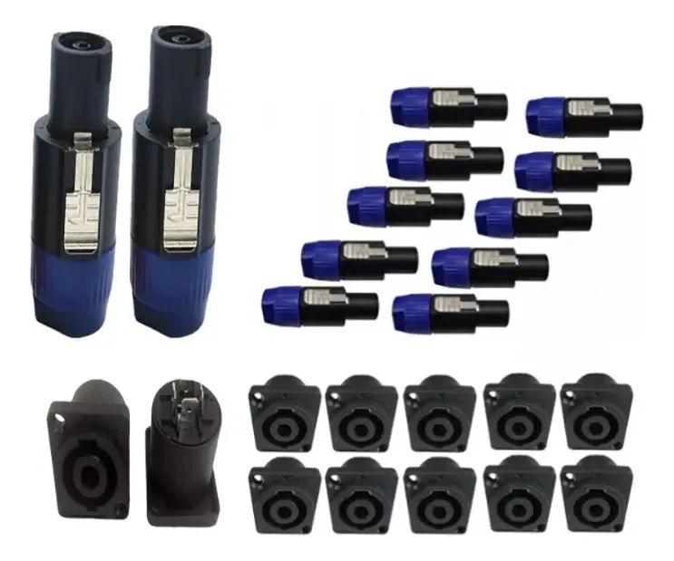 24 conectores para Speakon, 12 plug+12 cores de conectores
