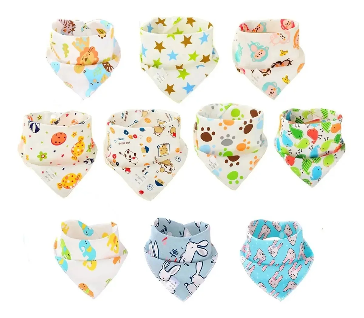 10 bandanas e babadores para bebês recém-nascidos Cotton Teething A