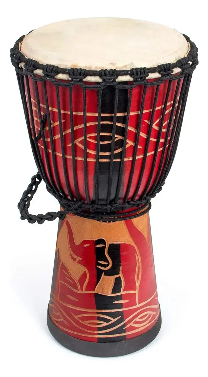 Aklot Djembe 9,5" pintado à mão de vermelho