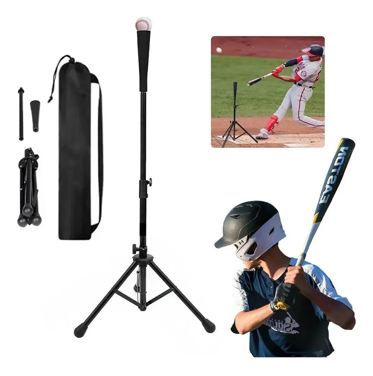 Base de treinamento de rebatidas ajustável de beisebol e softbol de 71-115 cm