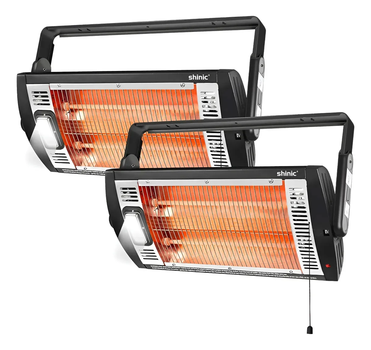 Aquecedores elétricos de garagem com luz halógena e 5 modos pretos 110v