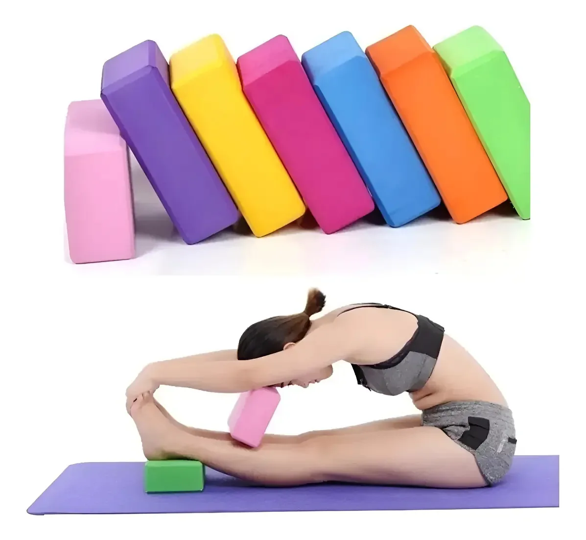 Fitness Yoga Brick Eva Rubber Pilates Sport Block 180 g cor violeta