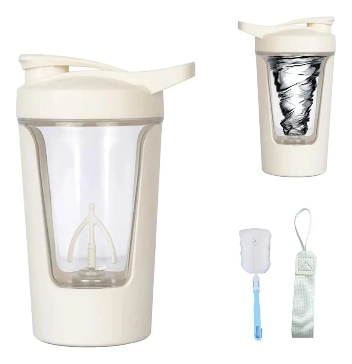 Copo de proteína Electric Shaker para esportes e fitness, 450 ml, cor branca
