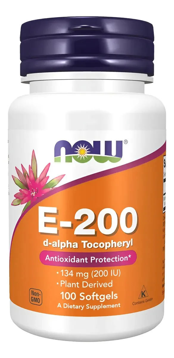 Suplementos sem sabor de vitamina E D-alfa tocoferil da Now Foods