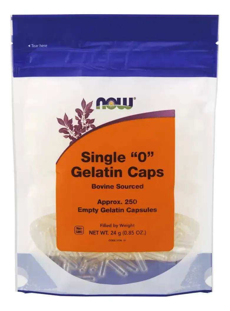 Now Supplements Single 0 250 cápsulas de gelatina vazias