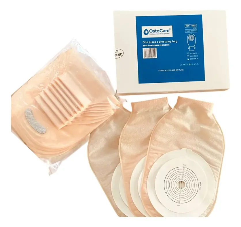 10 bolsas de colostomia Ostocare — Drenáveis — Evoh — Tecido macio antissom — Com filtro de carbono ativo — Antiodor e gás — Fecho de velcro — Ref0224
