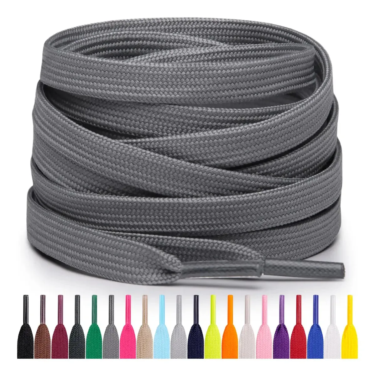Cadarços Miscly Flat para calçados esportivos, várias cores, cinza