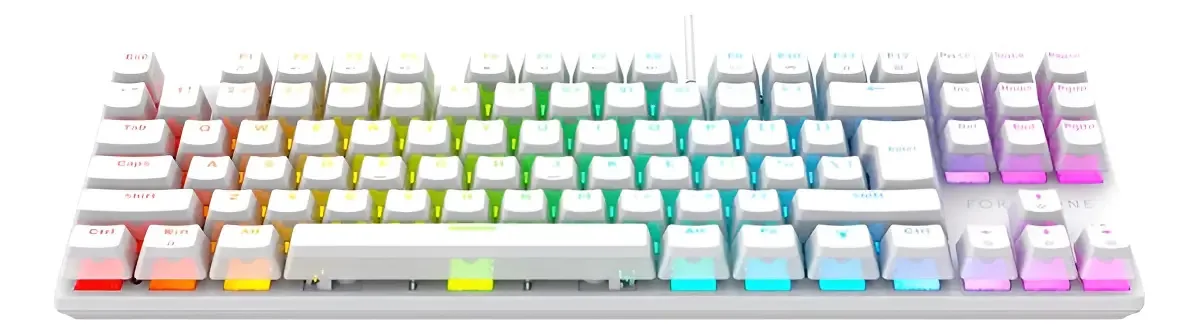 Teclado Mecânico Gamer Force One Avro Pro Branco com RGB e Switches Outemu Red