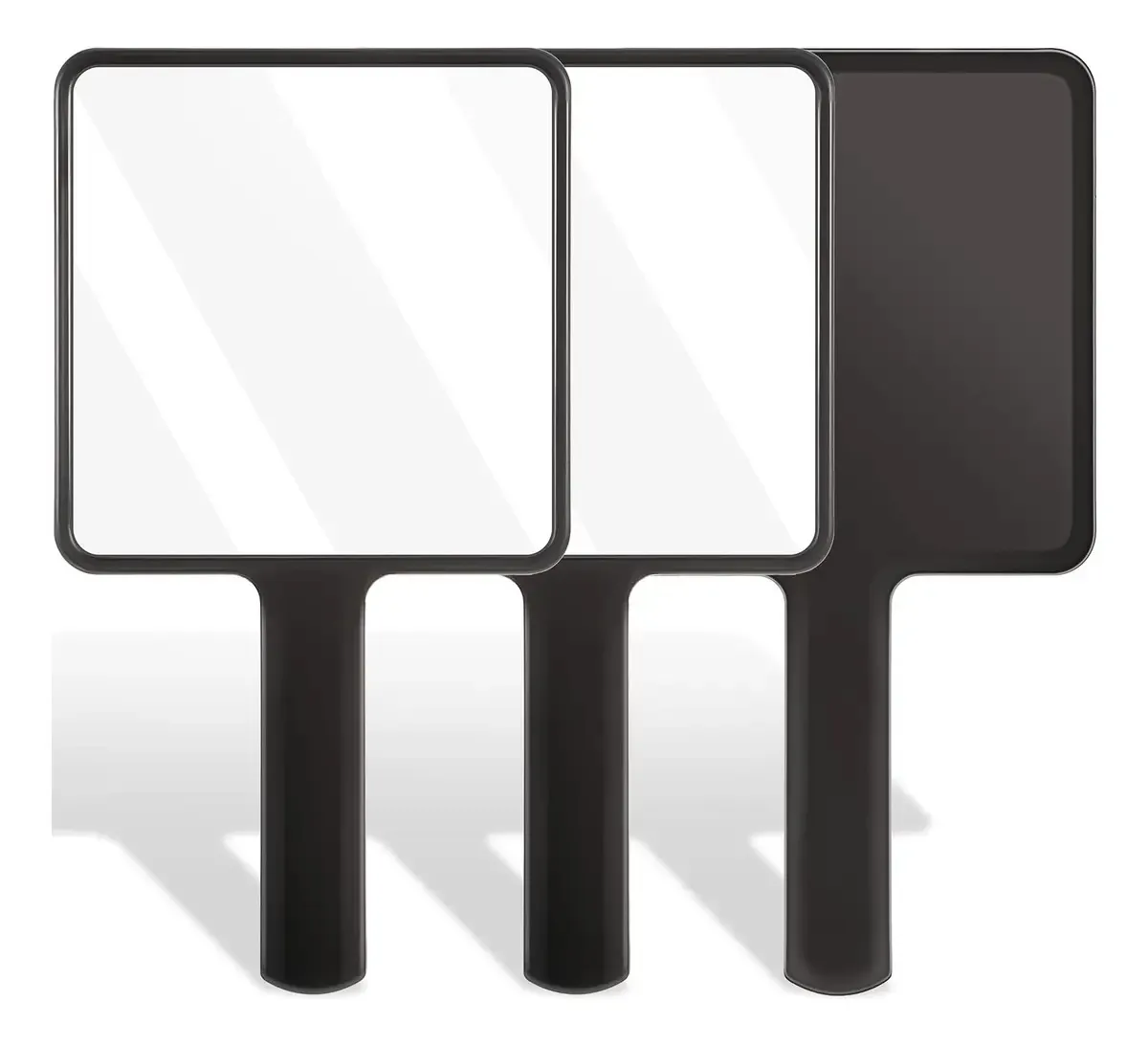 Jetec 3 Espelho Quadrado De Mão Com Cabo, Espelho De Mão Preto, Espelho Portátil, Espelho De Cabeleireiro Para Maquiagem Facial, Portátil, Viagem, Feriado, Casa E Salão