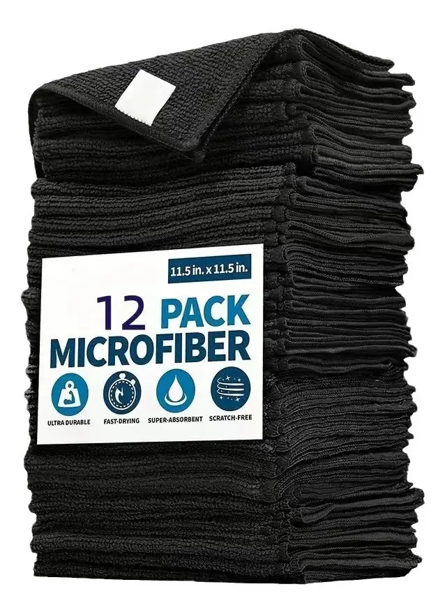 Panos De Cozinha Prato Atacado Quadrado Premium Kit 12 Preto Geométrico