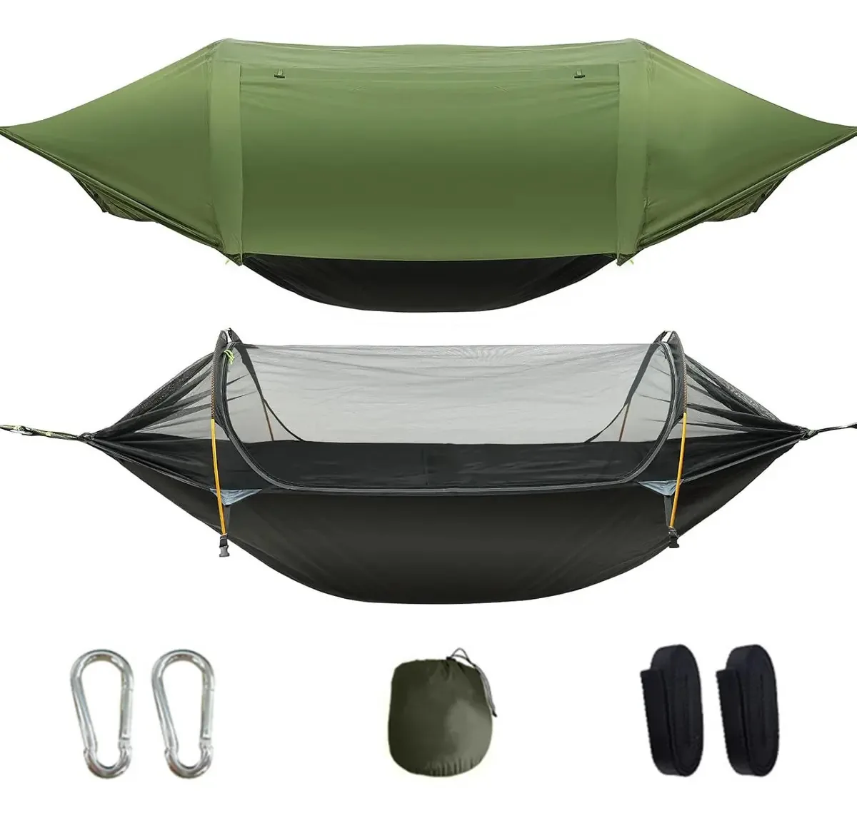 Rede Mosquiteiro Dormir Acampamento Camping Pesca Caça Cor Verde Exército Escuro Rede Portátil