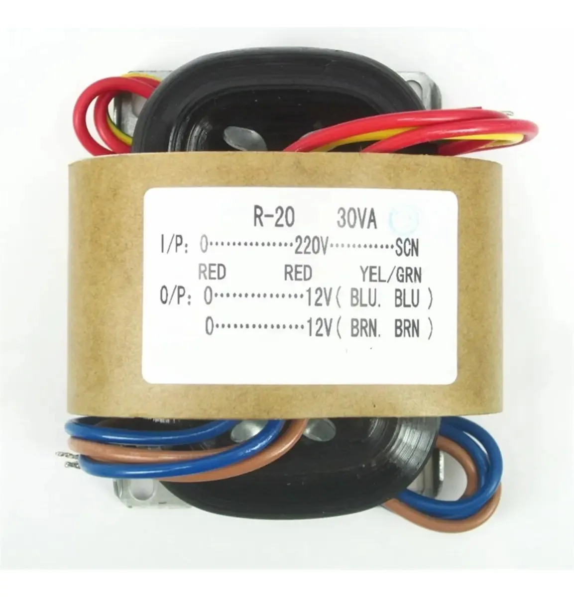Transformador de Corrente Tipo R, Transformador de Potência de 220 V, 30 W, 12 V + 12 V, Transformador de Áudio para Gado, Transformador de Fio de Cobre, 1 Unidade