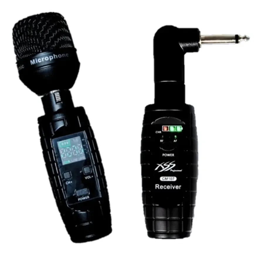 Sistema de microfone, transmissor e receptor UHF Xss Cm107