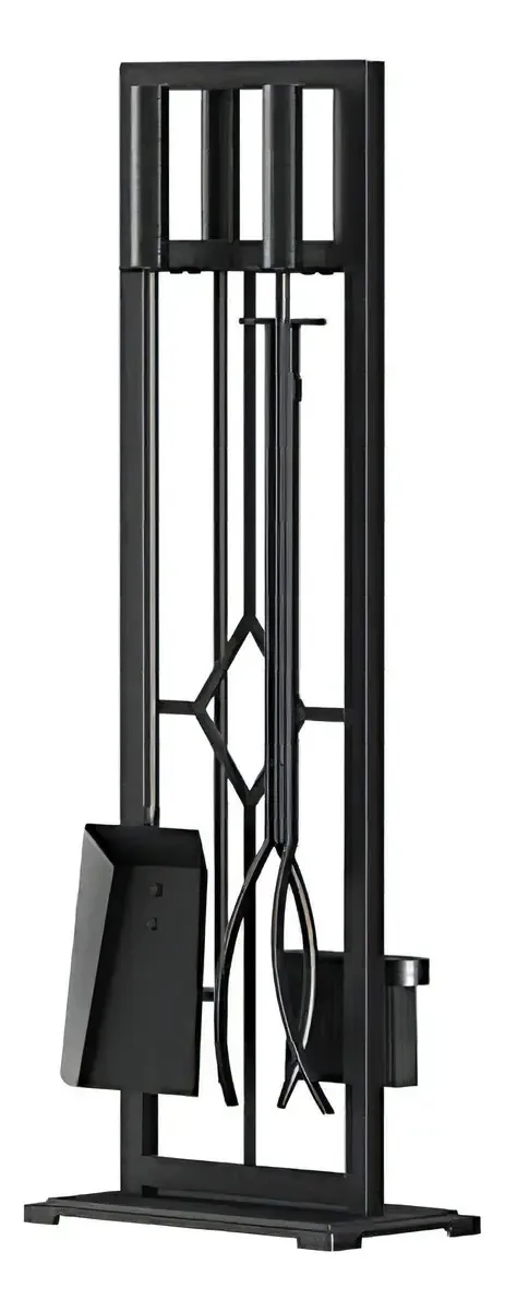 Fire Beauty Conjunto de 5 Ferramentas para Lareira em Ferro Forjado, Suporte para Atiçador (preto)