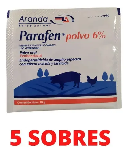Parafeno 6% em pó desparasitante para bovinos e suínos ** 50 Gr