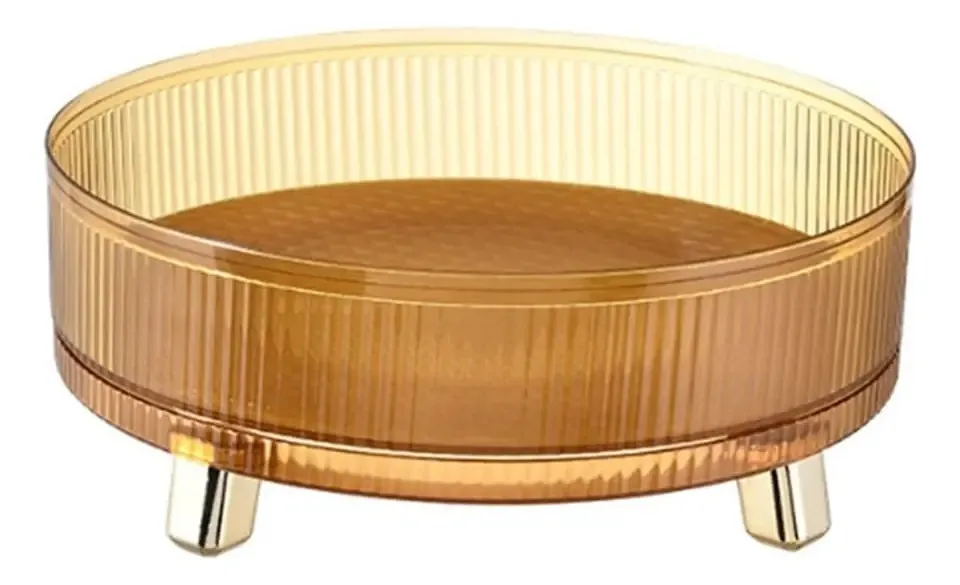 Zilcub Bandeja Giratória de Armazenamento para Cozinha, Bandeja Multifuncional para Especiarias, Caixa de Armazenamento Giratória Transparente para Mesa Cor: Yellow 1