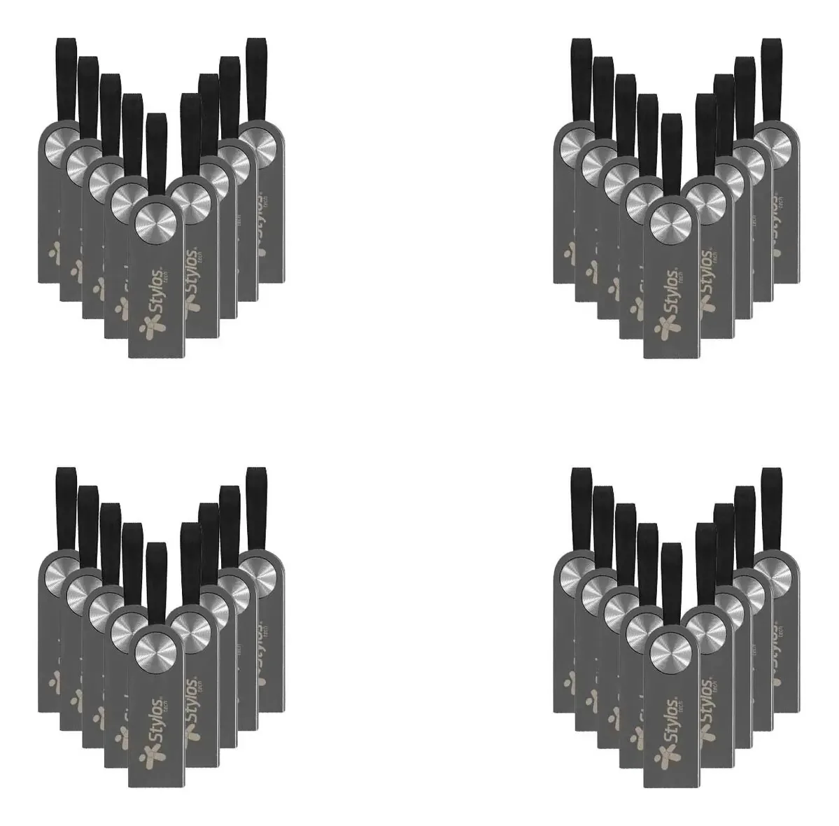 Pulseira metálica Stylos 16gb STMUS316b Solid Silver Strap Kit 40 pen drives