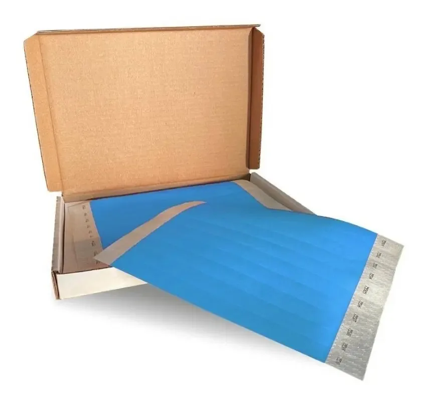 Pulseiras de papel Tyvek, pulseiras, 25 x 1,9 cm, 100 peças, cor azul celeste