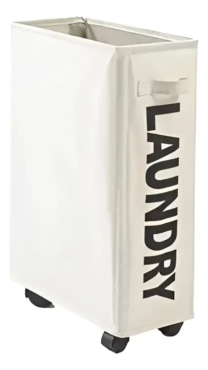 Cesto de Roupa Suja com Rodas / Cesto de Roupa Suja - Norplat Cor Branco Lisa