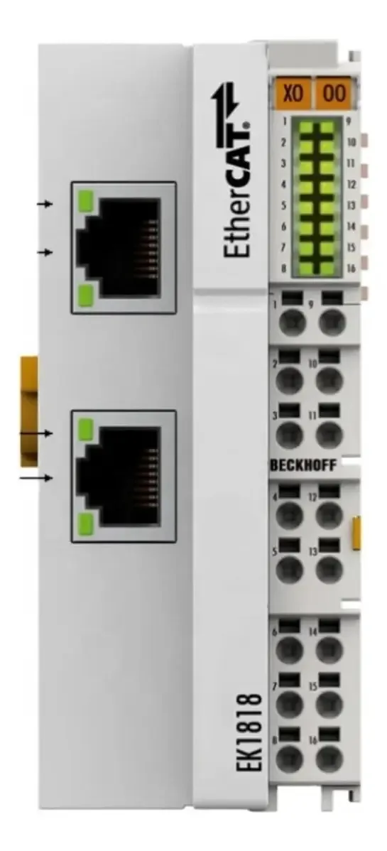 Acoplador Chunye Ethercat com entradas/saídas digitais integradas Ek 1818 Ek1818 Plc