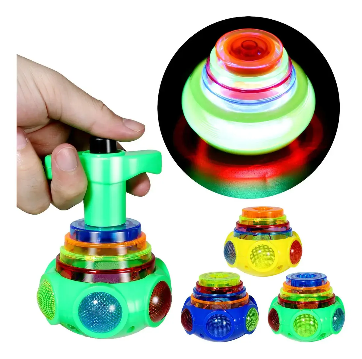Proloso Pacote De 12 Unidades Led Spinning Tops Peg Top Light Up Music Spin Toys Brilha No Escuro Suprimentos Para Festas