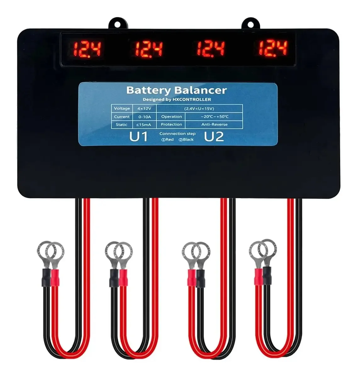 Muhm Equalizador De Bateria Com Tela LED, Balanceador De Tensão De Carga E Descarga Para Bateria De 24v E 48v, Utilizado Para Bateria De Lítio De 12v (cor: 48v)