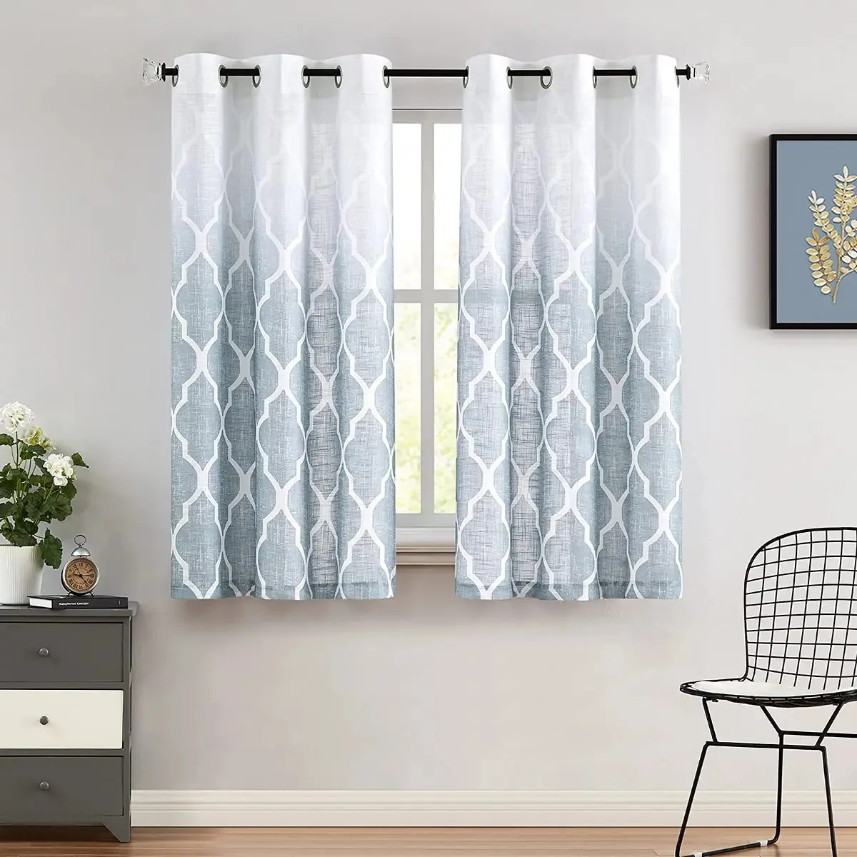 Cortinas semitranslúcidas cinza gradiente Metro Parlor 4