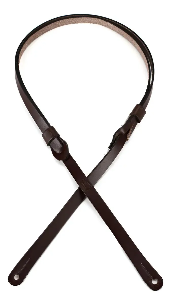 Pulseira de bandolim de couro esculpido em 1/2 couro da Levy's Leathers. Cor Marrom escuro