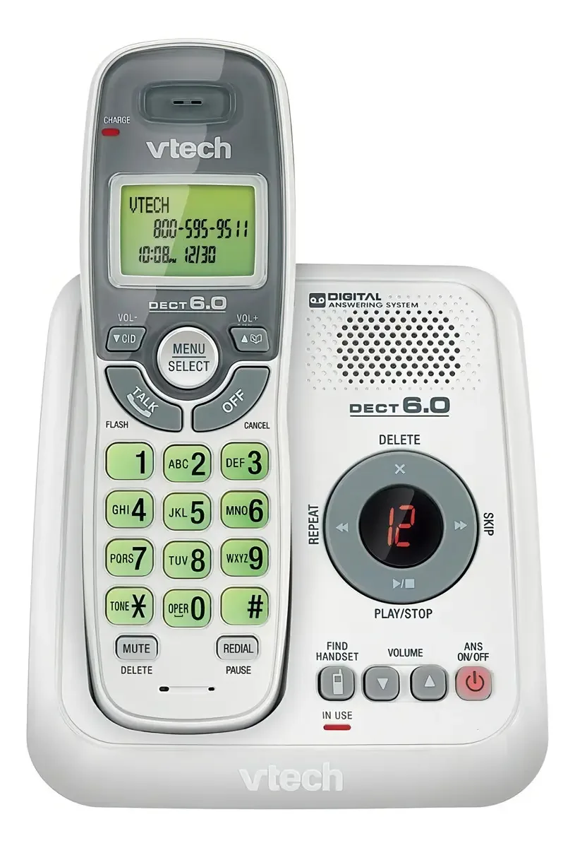 Telefone VTech CS6124 DECT 6.0 sem fio rurais - cor branco