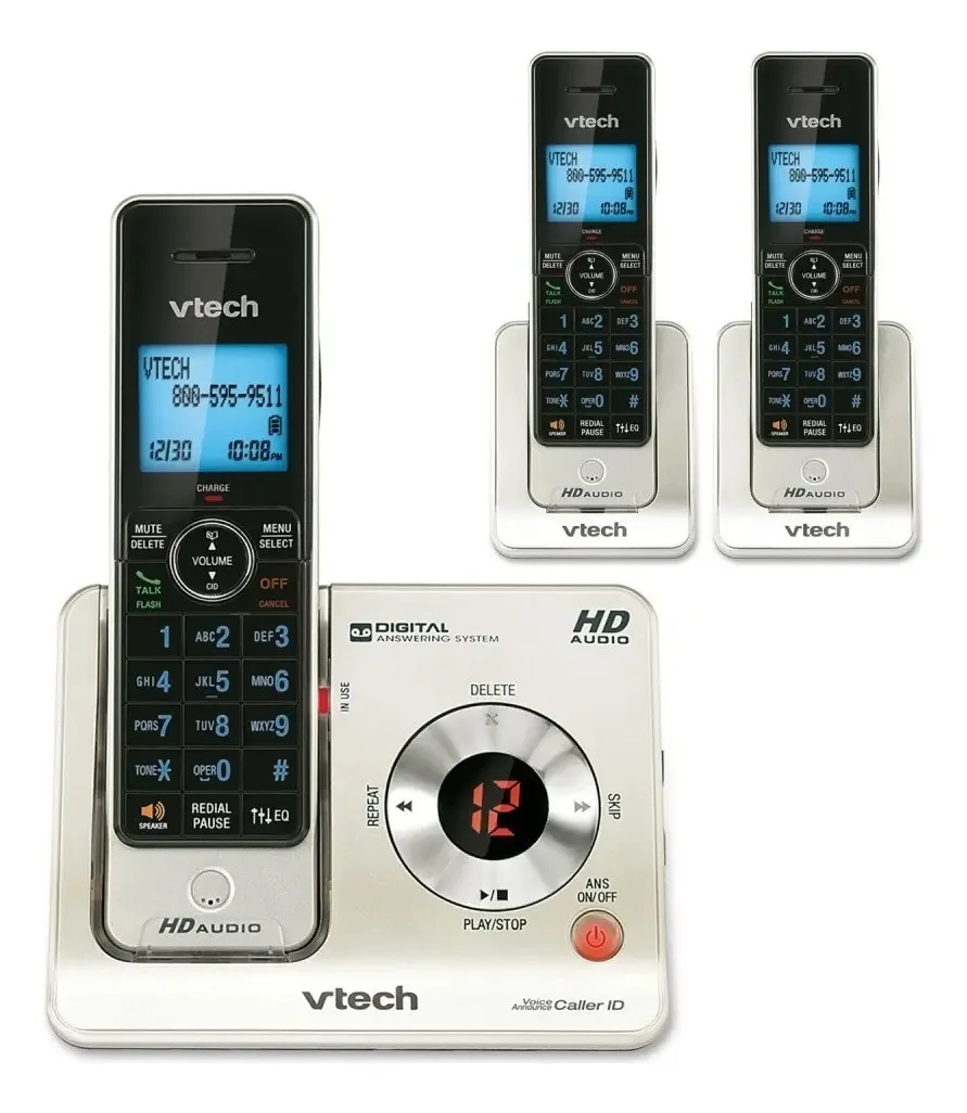 Conjunto de 3 telefones sem fio Vtech Hd - Dect 6.0 Ls6425-3 Silver Color