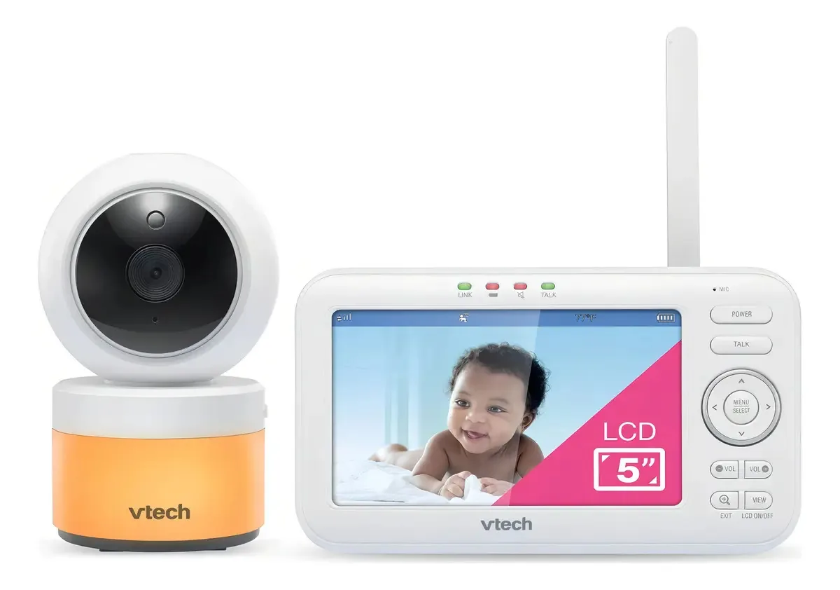 Babá Eletrônica Vtech 5 Polegadas Vm5263 Luz Noturna Pan Til Cor Branco