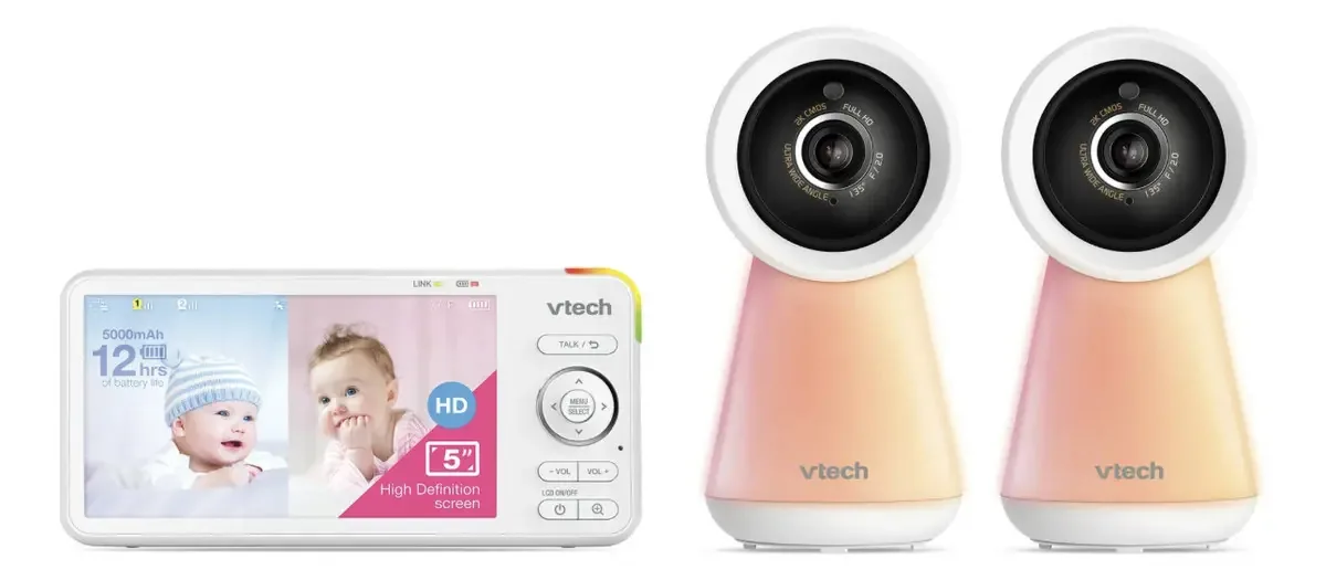 Babá Eletrônica Vtech 5 Polegadas, 2 Câmeras, 1080p, Wifi 110/220