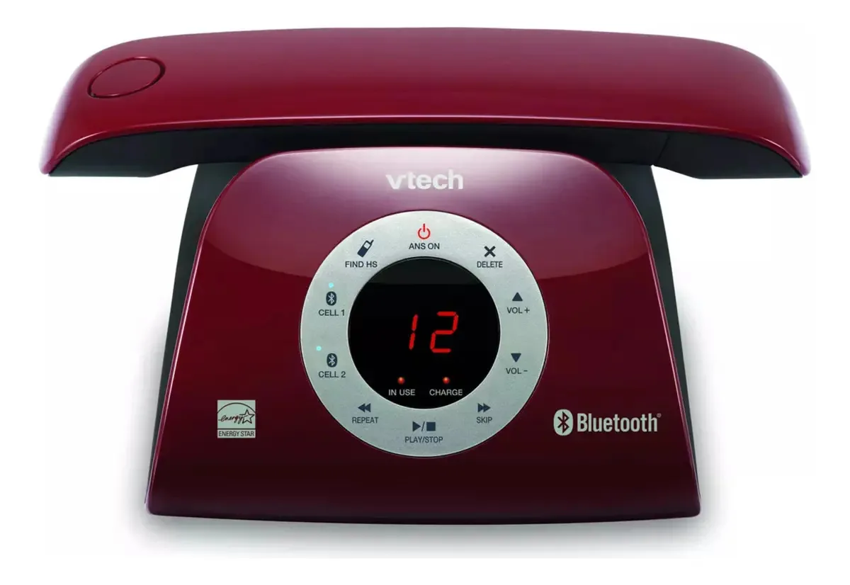 Telefone Bluetooth vermelho retrô sem fio Vtech Vs122-16