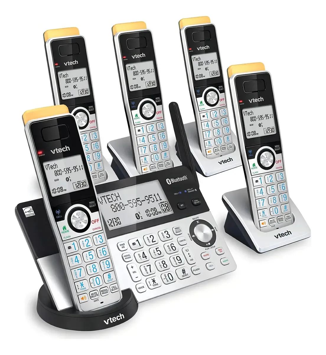 Vtech 5 Telefones Is8129 S/fio Superlongo Alcance 700 Metros Prateado 127/220v