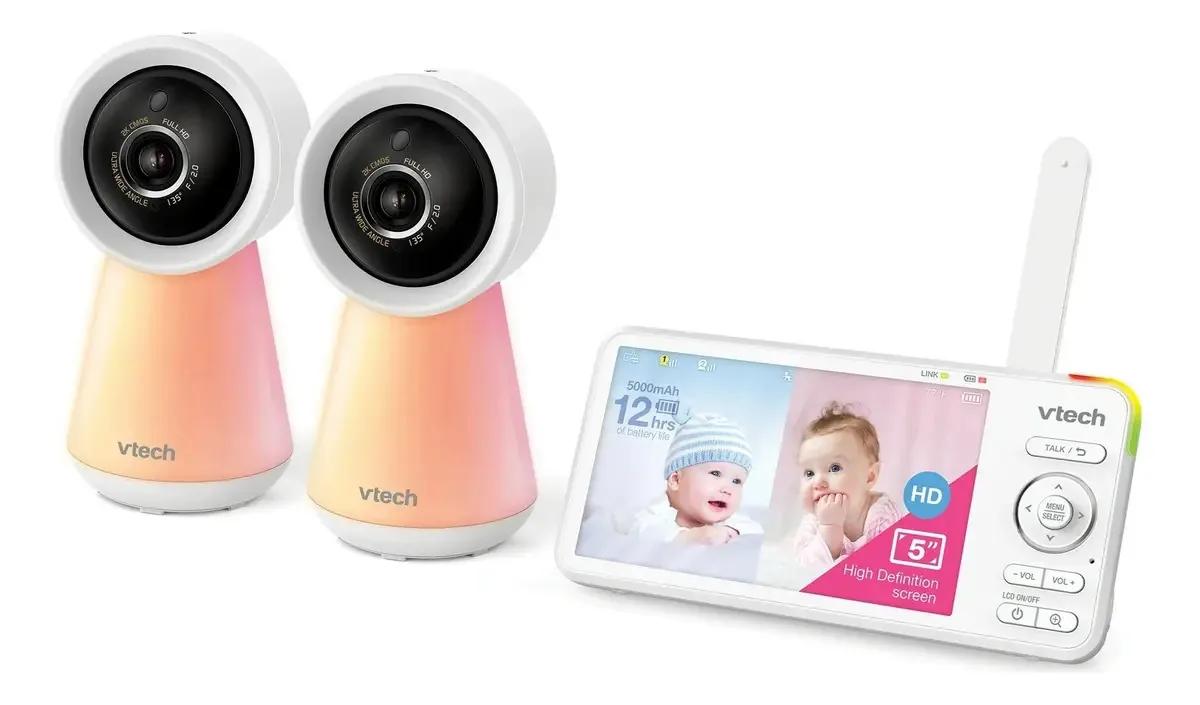 Babá Eletrônica 2 Câmeras Vtech Rm5856-2hd Wifi 5 Polegadas Cor Branco
