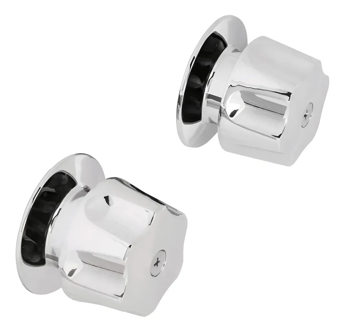 Conjunto de 2 alças de chuveiro de metal com acabamento cromado e acabamento prateado brilhante
