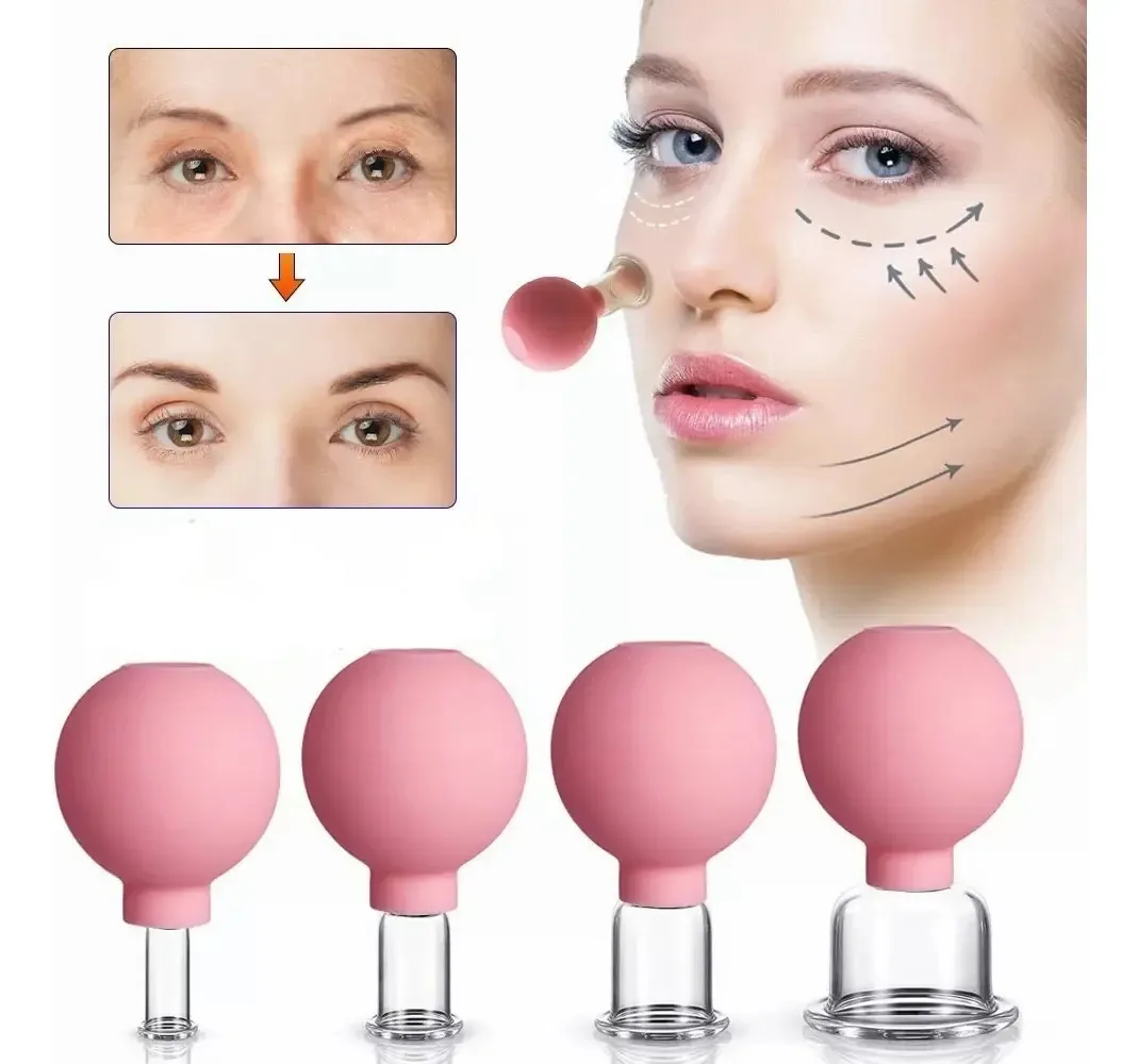 Conjunto de massagem anticelulite com ventosas terapêuticas para rosto e corpo